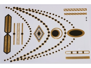 Gold Black | Jewelry Flash Tattoo stickers W-146, 21x15cm