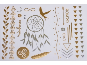 Gold Silver | Jewelry Flash Tattoo stickers W-140, 21x15cm