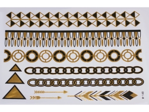 Gold Black | Jewelry Flash Tattoo stickers W-148, 21x15cm