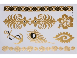 Gold Black | Jewelry Flash Tattoo stickers W-149, 21x15cm