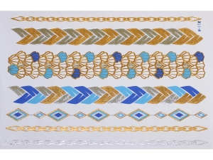 Gold Silver Blue | Jewelry Flash Tattoo stickers W-173C, 21x15cm