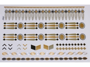 Gold Silver Black | Jewelry Flash Tattoo stickers W-170, 21x15cm