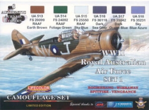 Série de peintures camouflages LifeColor XS01 WII Royal Australian Air Force SET1