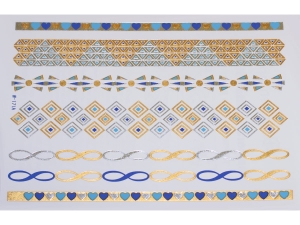 Gold Silver Blue | Jewelry Flash Tattoo stickers W-171C, 21x15cm