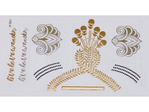 Gold Silver | Jewelry Flash Tattoo stickers X-001, 15x9cm