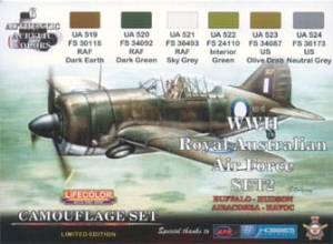 Série de peintures camouflages LifeColor XS02 WII Royal Australian Air Force SET2