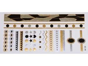 Gold Silver Black | Jewelry Flash Tattoo stickers W-135, 21x11cm